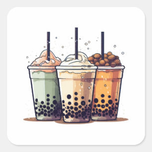 Life is short, drink the boba square sticker