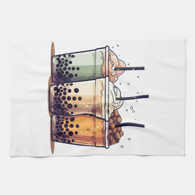 Life is short, drink the boba tea towel (Horizontal)