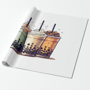 Life is short, drink the boba wrapping paper