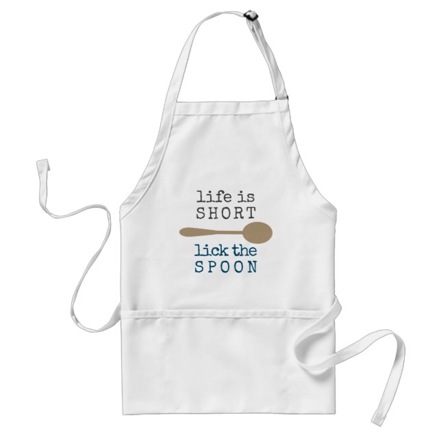 Life is Short Funny Quote Grey Blue & Beige Standard Apron (Front)