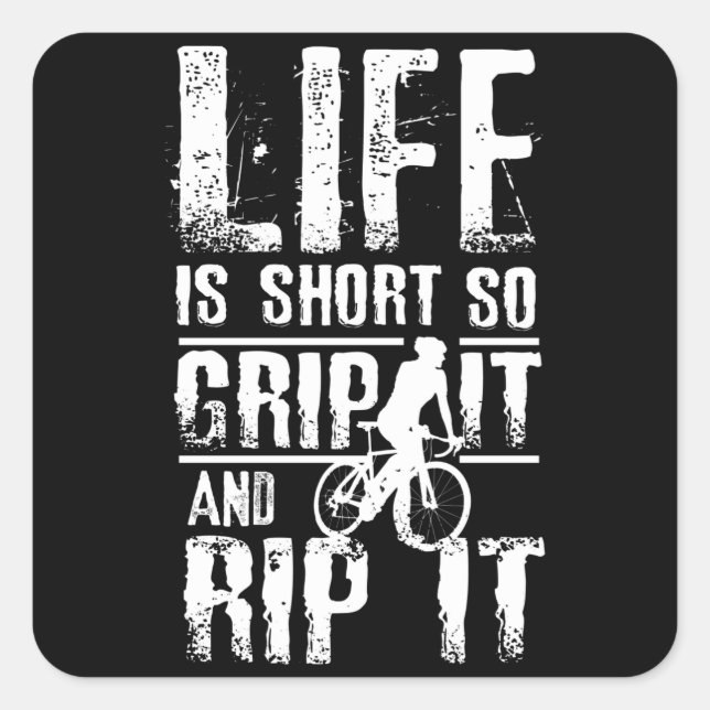 Life Is Short Gravel Bike Square Sticker (Front)