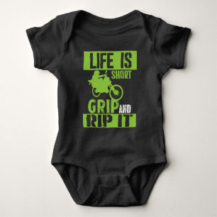 Life Is Short Grip and Rip It - Motocross Baby Bodysuit