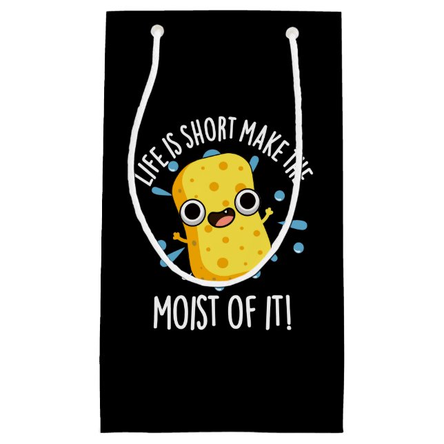 LIfe Is Short Make The Moist Of It Sponge Pun Small Gift Bag (Front)