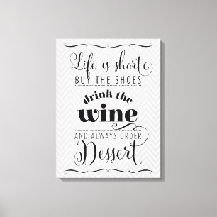 LIFE IS SHORT modern typography motivational grey Canvas Print