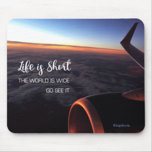 Life is short...Sky Clouds Wings Inspirational Mouse Mat