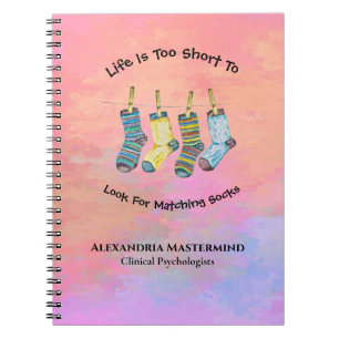 Life Is Short Socks Sayings Quotes Pink Watercolor Notebook