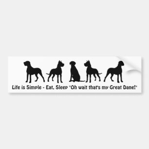 Life is Simple Eat Sleep Great Dane Humour Quote Bumper Sticker