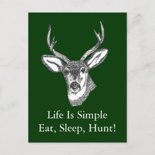Life Is Simple Eat, Sleep, Hunt! Postcard