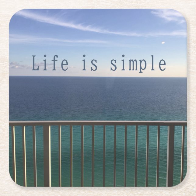 Life is simple square paper coaster (Front)