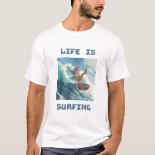 Life Is Surfing for surfing and cat lovers T-Shirt