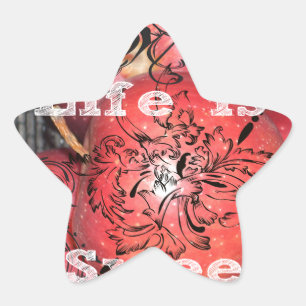 Life is Sweet: Apple and Floral Motif Design Star Sticker