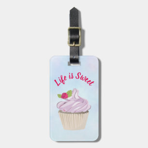 Life is Sweet Pink Cupcake Custom Luggage Tag