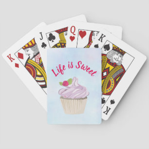 Life is Sweet Pink Cupcake Playing Cards