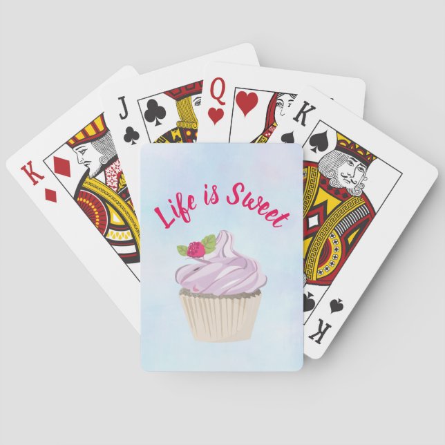Life is Sweet Pink Cupcake Playing Cards (Back)