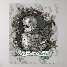 Life is Sweet (Silkie Hen & Sweet Peas), Taupe