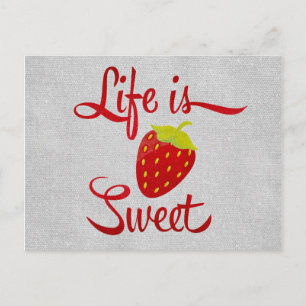 Life is Sweet Strawberry Postcard