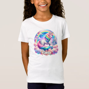 Life Is Sweet Unicorn Rainbow Girls Pastel Shirt