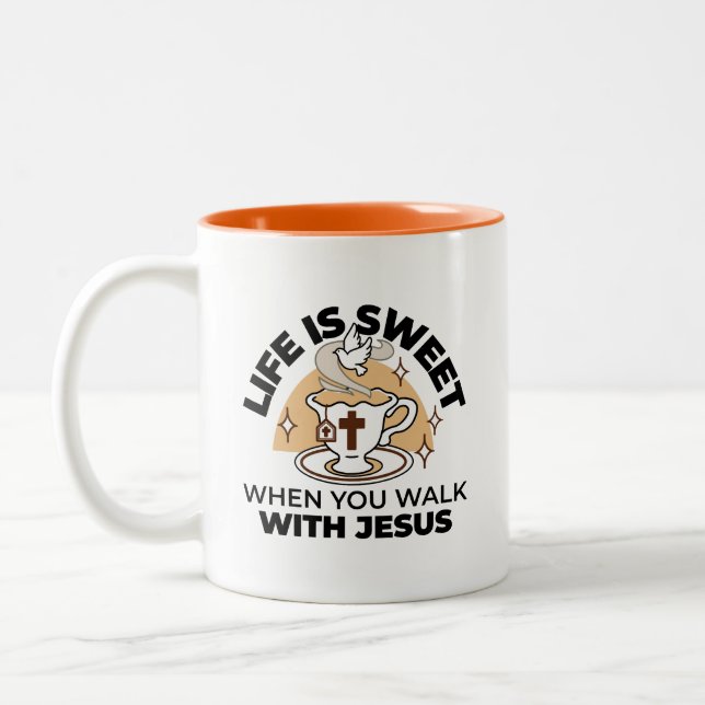 Life Is Sweet with Jesus – Christian Faith Tea Cup (Left)