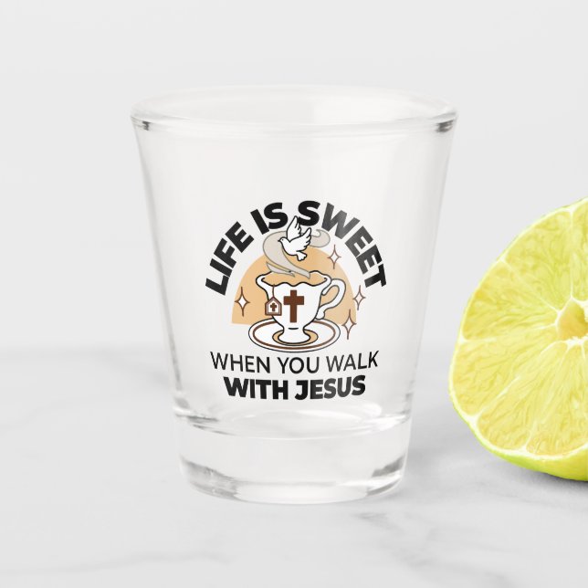 Life Is Sweet with Jesus – Christian Faith Tea Cup (Front)