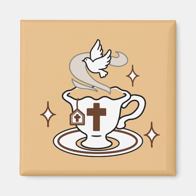 Life Is Sweet with Jesus – Christian Faith Tea Cup Magnet (Front)