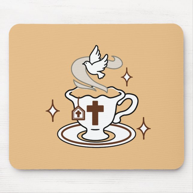 Life Is Sweet with Jesus – Christian Faith Tea Cup Mouse Mat (Front)