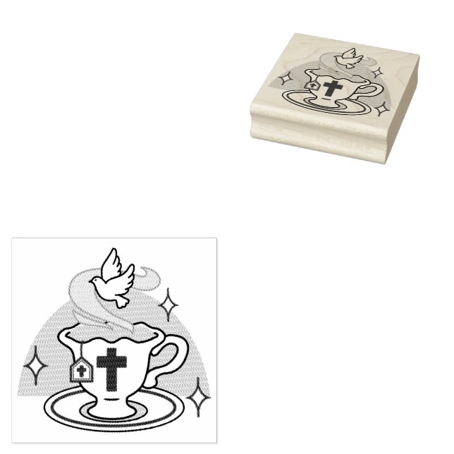 Life Is Sweet with Jesus – Christian Faith Tea Cup Rubber Stamp (Stamped)