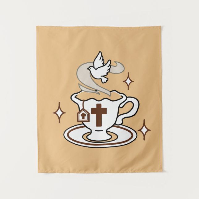 Life Is Sweet with Jesus – Christian Faith Tea Cup Tapestry (Front)
