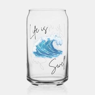 Life is Swell   Ocean Wave Minimalist Aesthetic Ca Can Glass