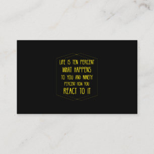 Life is ten percent inspirational quote yellow business card