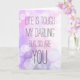 Life is tough - Purple Bokeh Inspirational Quote Card