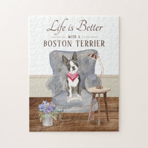 Life Is With A Boston Terrier Jigsaw Puzzle