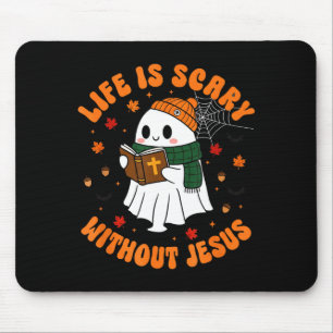 Life Is Y Without Jesus - Christian Halloween  Mouse Mat