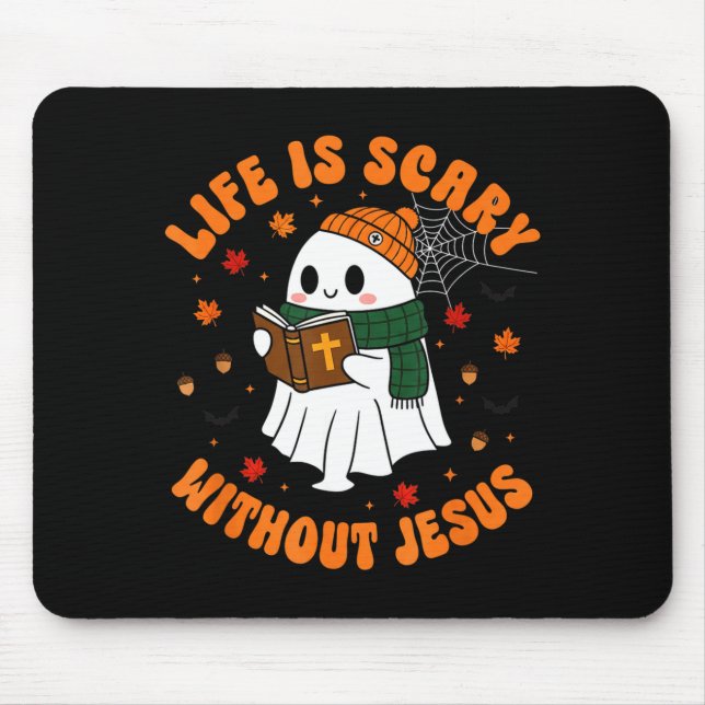 Life Is Y Without Jesus - Christian Halloween  Mouse Mat (Front)