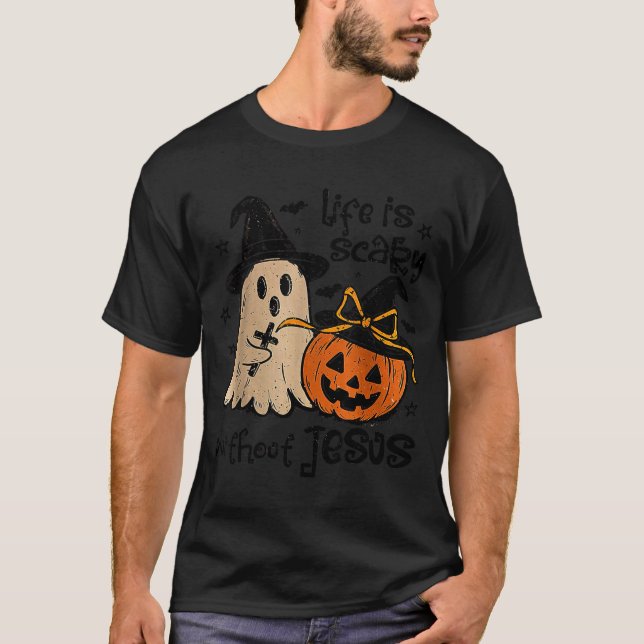 Life Is Y Without Jesus Christian Halloween  T-Shirt (Front)
