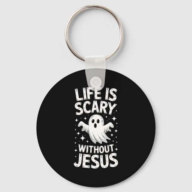 Life Is Y Without Jesus Shirt Christian Halloween  Key Ring (Front)