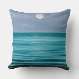 Life isn’t perfect Moon rise over teal sea Cushion