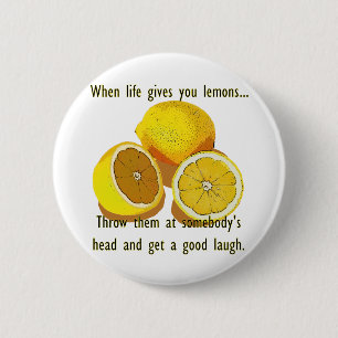Life Lemons Dark Humour Funny Yellow Fruit 6 Cm Round Badge