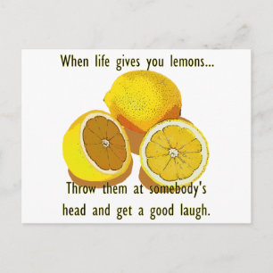 Life Lemons Dark Humour Funny Yellow Fruit Postcard