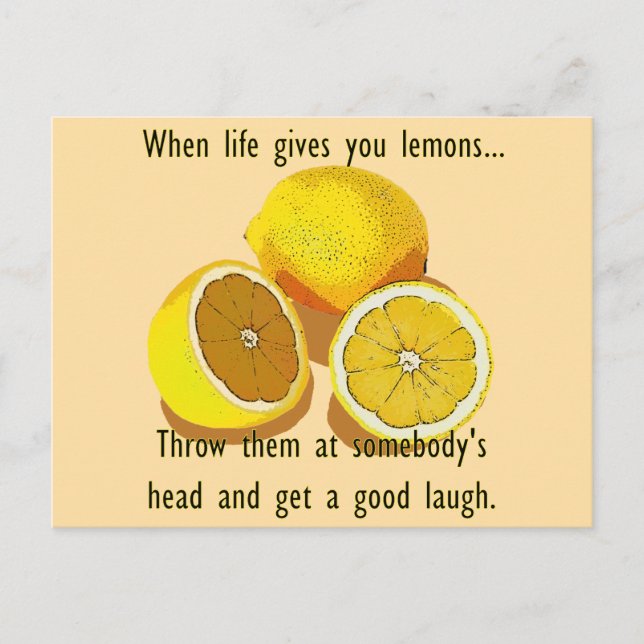 Life Lemons Dark Humour Funny Yellow Fruit Postcard (Front)