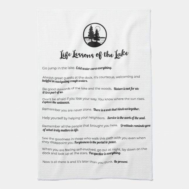 Life Lessons of the Lake kitchen towel (Vertical)