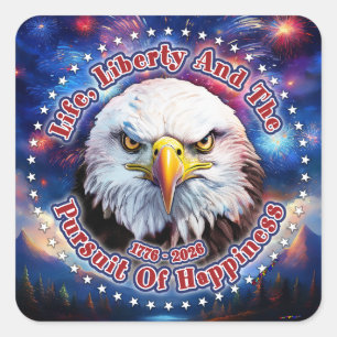 Life, Liberty And The Pur Brown Eagle Firework M Square Sticker