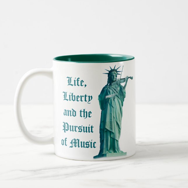 Life, Liberty and the Pursuit of Music - Statue Two-Tone Coffee Mug (Left)