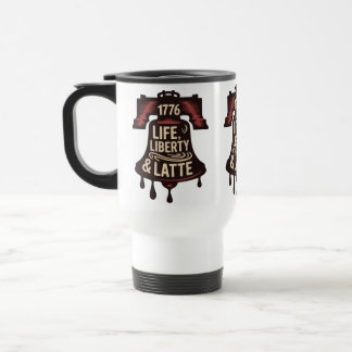 Life Liberty Latte Coffee Bell Vintage Design Travel Mug