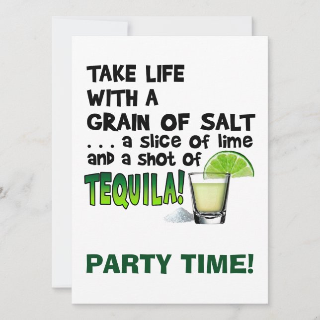 Life, Lime, Salt, TEQUILA! Cocktail Humour Invitation (Front)