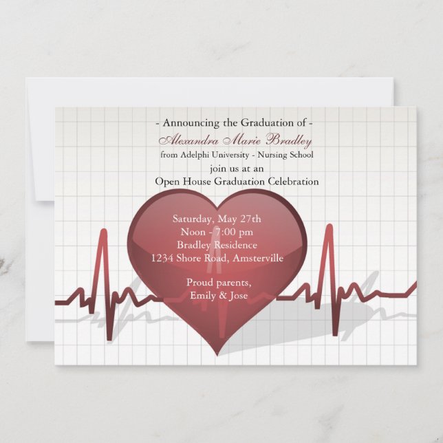 Life Line Medical Graduation Invitation (Front)
