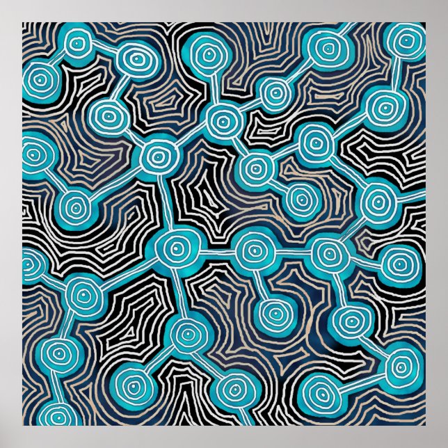 Life Lines Aboriginal style abstract pattern Poster (Front)