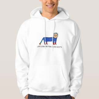Life Looks Better in Red Boots – Whimsical Hoodie