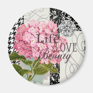 Life Love Beauty Flower Pink Collage Magnet