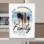 Life & Love Quote Family Photo & Script Name Gift<br><div class="desc">Cherish Family Moments with Our Life & Love Quote Family Photo & Script Name Gift Photo Block! This beautiful photo block features a heartfelt script typography quote: "Family. Where Life Begins and Love Never Ends." Below the quote, personalise it with your family's established year. Above the quote, add your cherished...</div>
