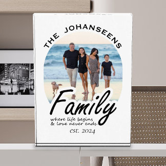 Life & Love Quote Family Photo & Script Name Gift